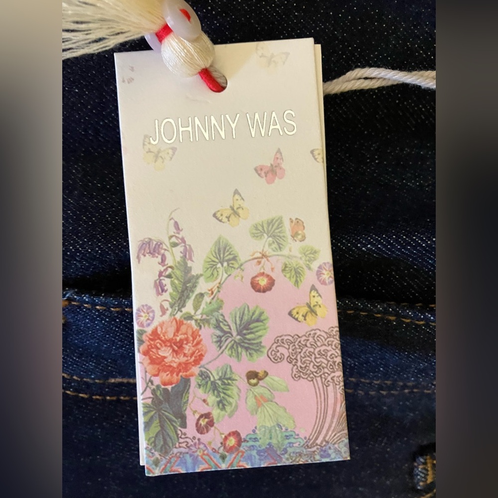 Johnny Was Dark Indigo Jeans w/ Embroidered Pockets/Front Seams & Slits/Size 6 - Picture 7 of 8